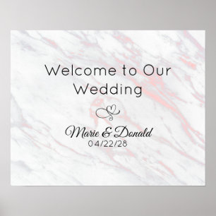 Moderne roze en grijze marmer bruilding poster