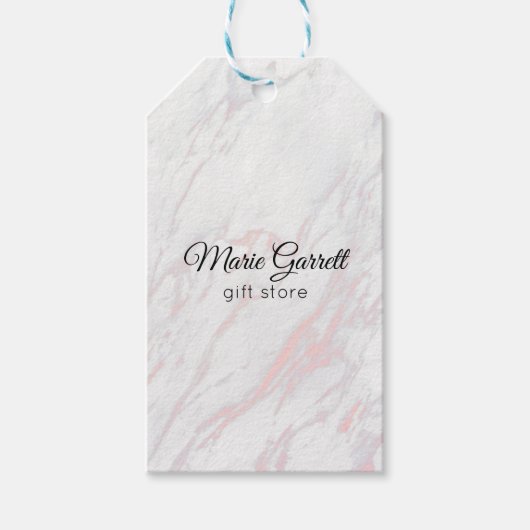 Moderne roze en grijze marmer cadeaulabel (Voorkant)