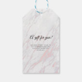 Moderne roze en grijze marmer cadeaulabel (Achterkant)