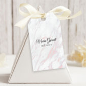 Moderne roze en grijze marmer cadeaulabel