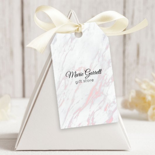Moderne roze en grijze marmer cadeaulabel