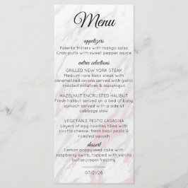 Moderne roze en grijze marmer menu