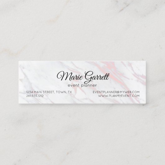 Moderne roze en grijze marmer mini visitekaartje (Achterkant)