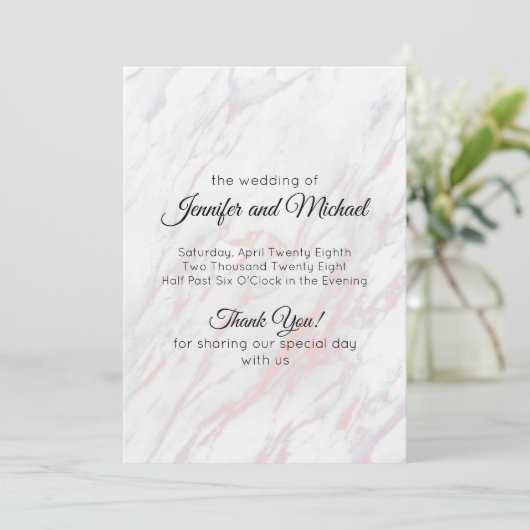 Moderne roze en grijze marmer programmakaart (Staand voorkant)