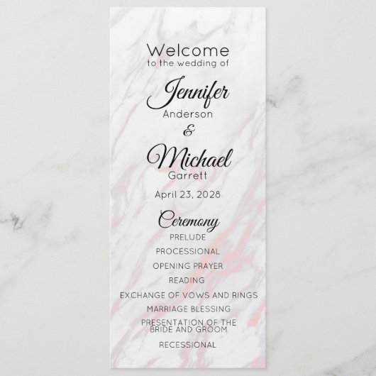 Moderne roze en grijze marmer programmakaart (Voorkant)