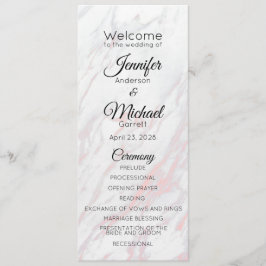 Moderne roze en grijze marmer programmakaart