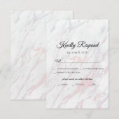 Moderne roze en grijze marmer RSVP kaartje (Voorkant / Achterkant)