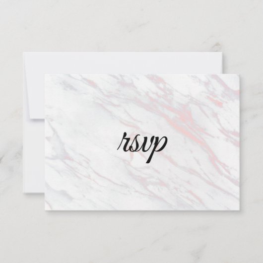 Moderne roze en grijze marmer RSVP kaartje (Voorkant)