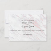 Moderne roze en grijze marmer save the date (Achterkant)