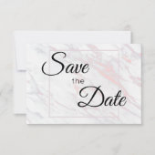 Moderne roze en grijze marmer save the date (Voorkant)