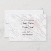 Moderne roze en grijze marmer save the date (Achterkant)