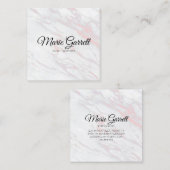 Moderne roze en grijze marmer vierkante visitekaartje (Voorkant / Achterkant)