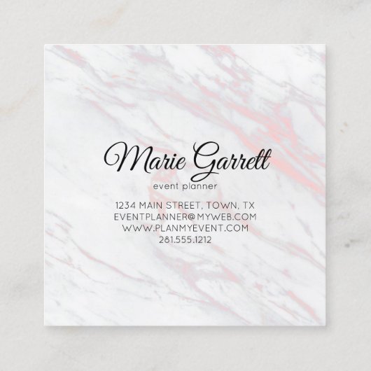 Moderne roze en grijze marmer vierkante visitekaartje (Achterkant)