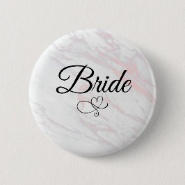 Moderne Roze en Grijze Marmeren Bruid Ronde Button 5,7 Cm