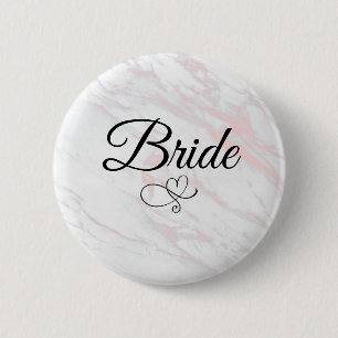 Moderne Roze en Grijze Marmeren Bruid Ronde Button 5,7 Cm
