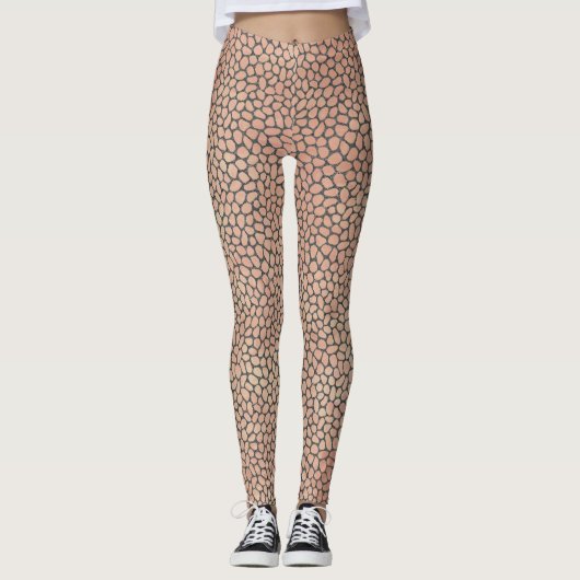 Moderne Roze en Grijze Mozaïek Dierenprint Leggings (Voorkant)