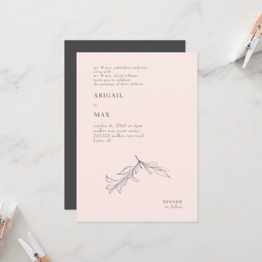 Moderne roze en grijze olievlek kaart (Voorkant / Achterkant in situ)