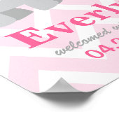 Moderne roze en grijze olifant aangepast monogram poster (Hoek)