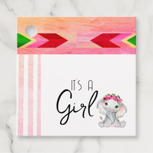 Moderne Roze en Grijze Olifant Monogram Custom Bedankjes Labels (Voorkant)