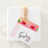 Moderne Roze en Grijze Olifant Monogram Custom Bedankjes Labels