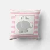 Moderne Roze en Grijze Olifant Monogram Kussen (Achterkant)