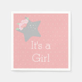 Moderne Roze en Grijze Ster Het is Een Meisje Servet (Voorkant)
