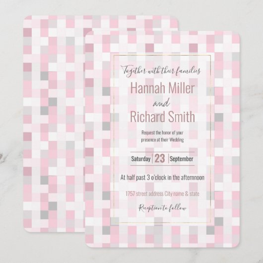 Moderne roze en grijze vierkantjes gecheckt patroo (Voorkant / Achterkant)