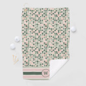 Moderne roze en groene Abstract Polka Dots Golfhanddoek (Insitu)