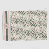 Moderne roze en groene Abstract Polka Dots Golfhanddoek (Horizontaal)