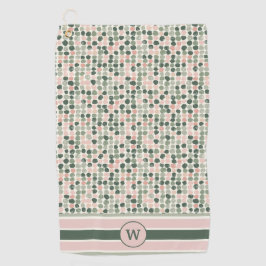 Moderne roze en groene Abstract Polka Dots Golfhanddoek