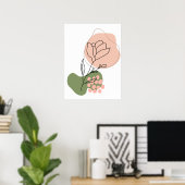 Moderne roze en groene Abstracte Roos line art Pos Poster (Thuiskantoor)