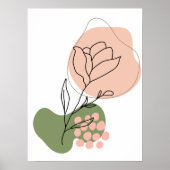 Moderne roze en groene Abstracte Roos line art Pos Poster (Voorkant)