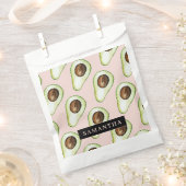 Moderne roze en groene Avocado-patroon met naam Bedankzakje (Geknipt)