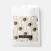 Moderne roze en groene Avocado-patroon met naam Bedankzakje (Voorkant)