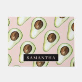 Moderne roze en groene Avocado-patroon met naam Deurmat (Voorkant)