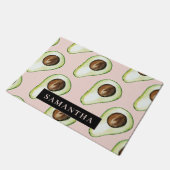 Moderne roze en groene Avocado-patroon met naam Deurmat (Schuin)