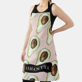 Moderne roze en groene Avocado-patroon met naam Schort (Insitu)