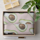 Moderne roze en groene Avocado-patroon met naam Tissuepapier (Geschenk)