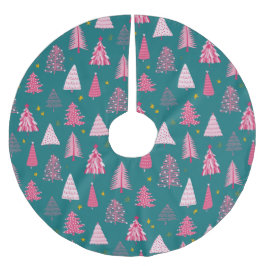 Moderne roze en groene kerst kerstboom rok