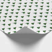 Moderne roze en groene kerstbomen vakantie cadeaupapier (Hoek)