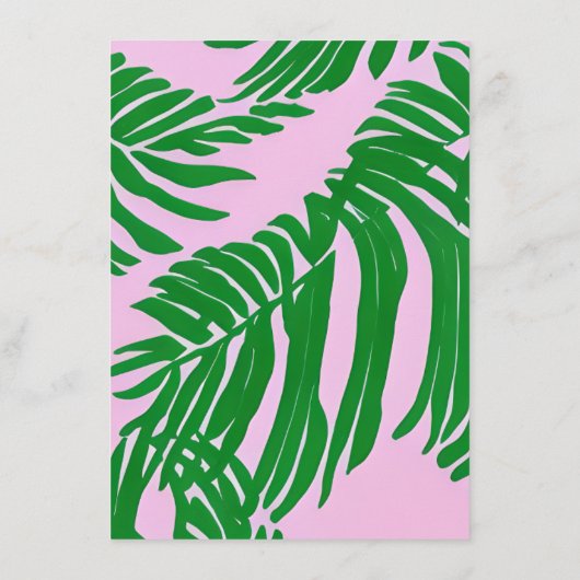 Moderne roze en groene palmbomen menu (Achterkant)
