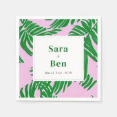 Moderne roze en groene palmbomen servet (Voorkant)