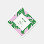 Moderne roze en groene palmbomen servet (Hoek)