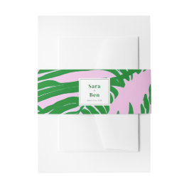 Moderne roze en groene palmbomen uitnodigingen wikkel