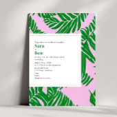 Moderne roze en groene palmboom kaart