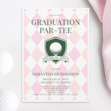 Moderne Roze en Groene Preppy Golf Afstudeerfeestj