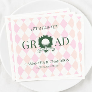 Moderne Roze en Groene Schattige Preppy Golf Afstu Servet