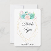 Moderne roze en groene Waterverf Bedankkaart (Voorkant)