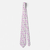 Moderne roze en groene waterverf bloemen stropdas (Voorkant)