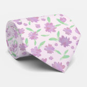 Moderne roze en groene waterverf bloemen stropdas (Opgerold)